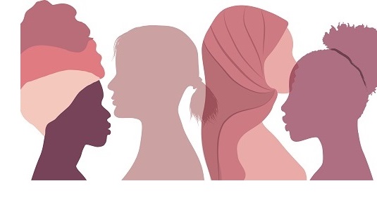 Silhouettes of 4 different women's heads