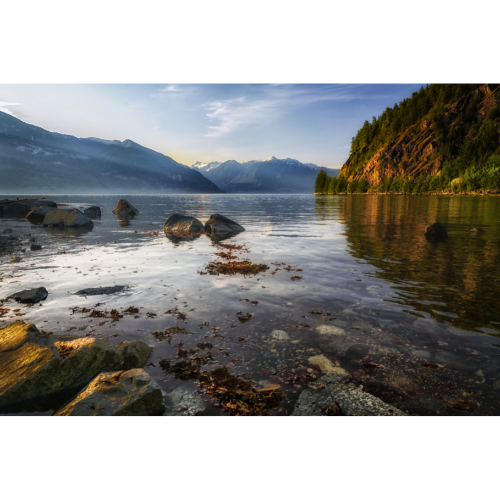 Photo of water with mountains behind in British Columbia