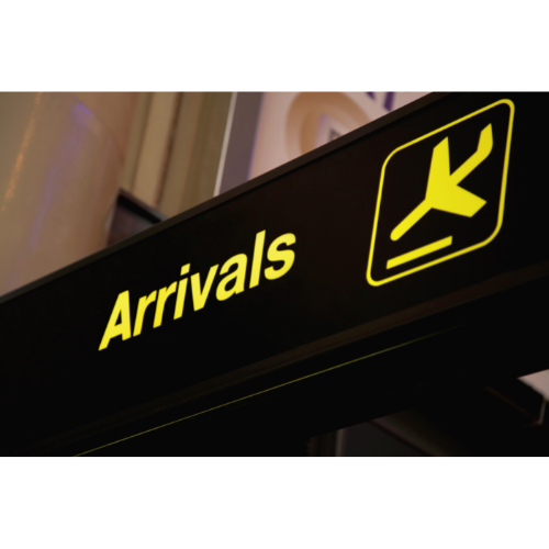Photo of arrivals sign at airport