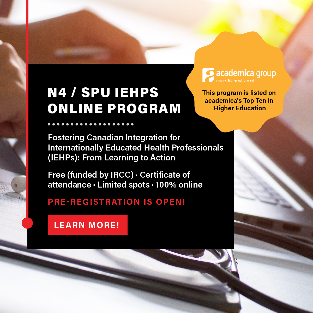 Graphic that gives information about the online N4 / SPU program