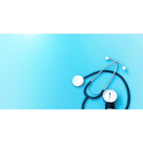 Stethoscope on blue background