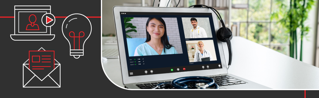 People on webinar screen with N4 icons frame